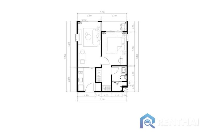 แปลนห้อง - Type-1Bedroom