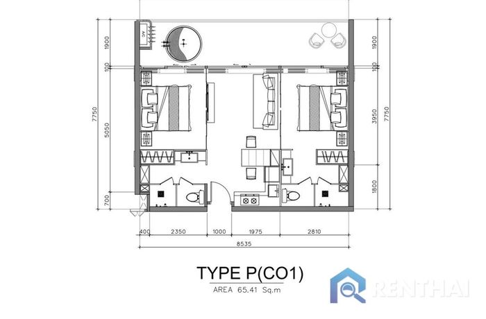 แปลนห้อง - Type P(CO1)