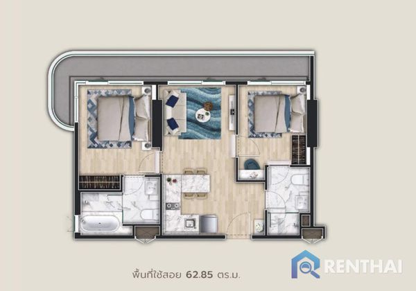 คอนโด 2 นอน 62 ตรม. - รูปภาพ 5
