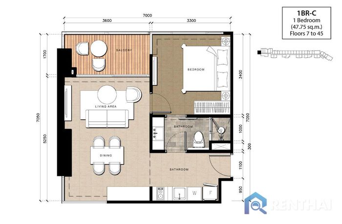แปลนห้อง - 1 Bedroom C