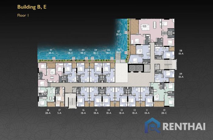 แบบแปลนชั้น - Building B,E-1