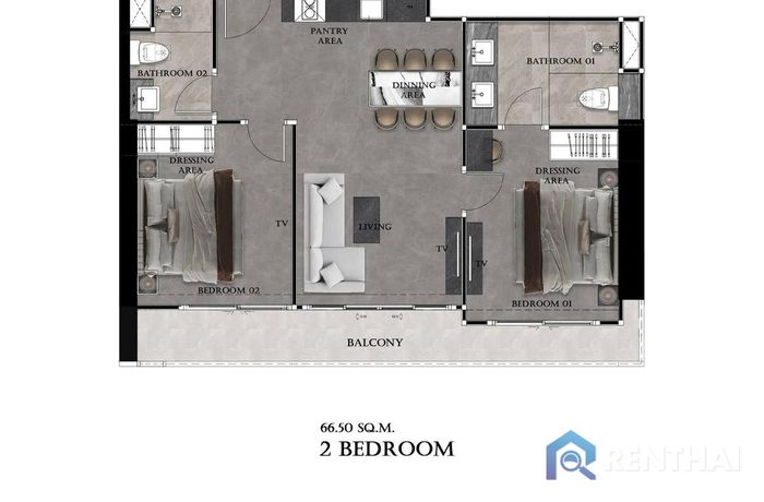 แปลนห้อง - 2 Bedrooms