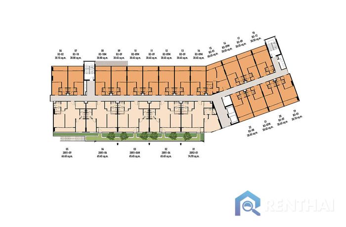 แบบแปลนชั้น - Building B, 2nd