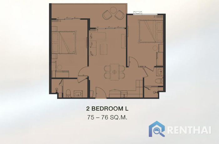 แปลนห้อง - 2 Bedrooms L