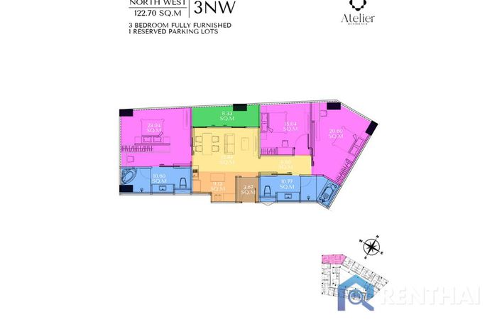 แปลนห้อง - 2 Beds 123 sqm