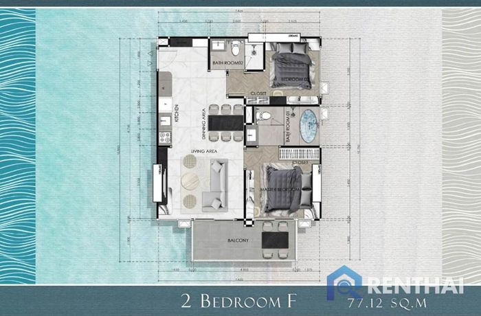 แปลนห้อง - 2BR-F