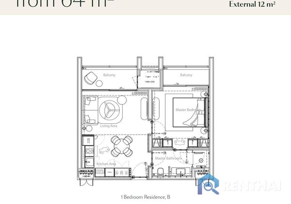 คอนโด 1 นอน 64 ตรม. - รูปภาพ 5