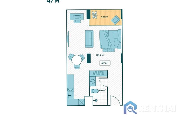 แปลนห้อง - Studio 37qsm