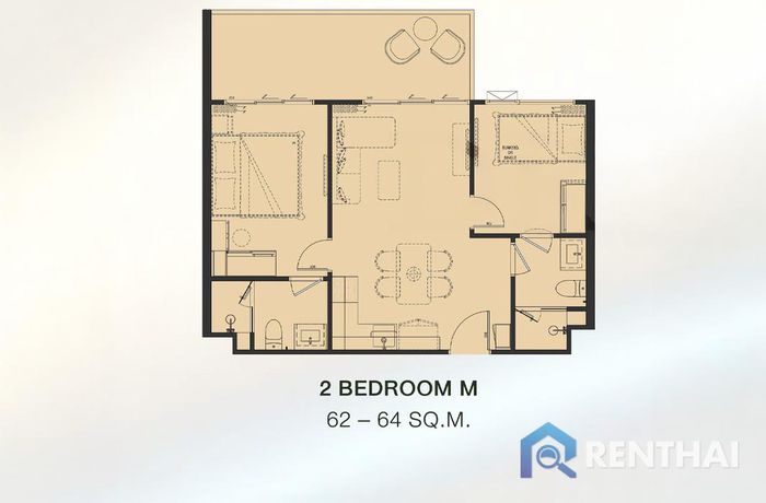 แปลนห้อง - 2 Bedrooms M