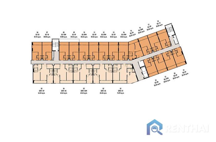 แบบแปลนชั้น - Building B, 3rd - 8th