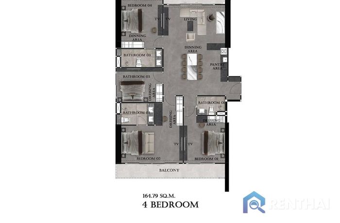 แปลนห้อง - 4 Bedrooms