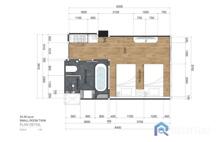 Unit Plans - Studio 24.4 sqm