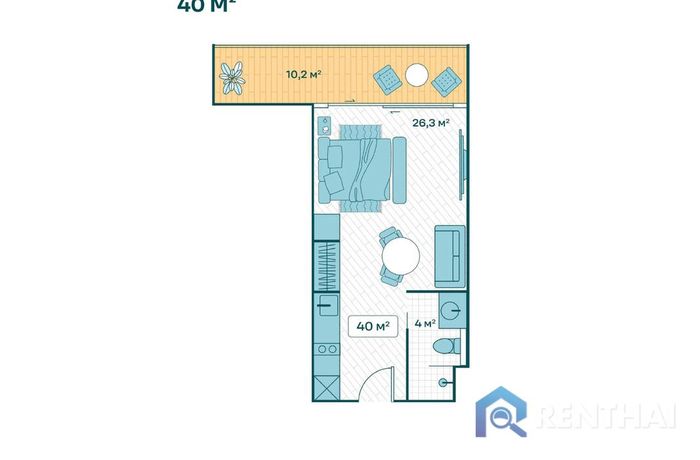 แปลนห้อง - Studio 40qsm