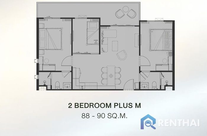 แปลนห้อง - 2 Bedrooms Plus M