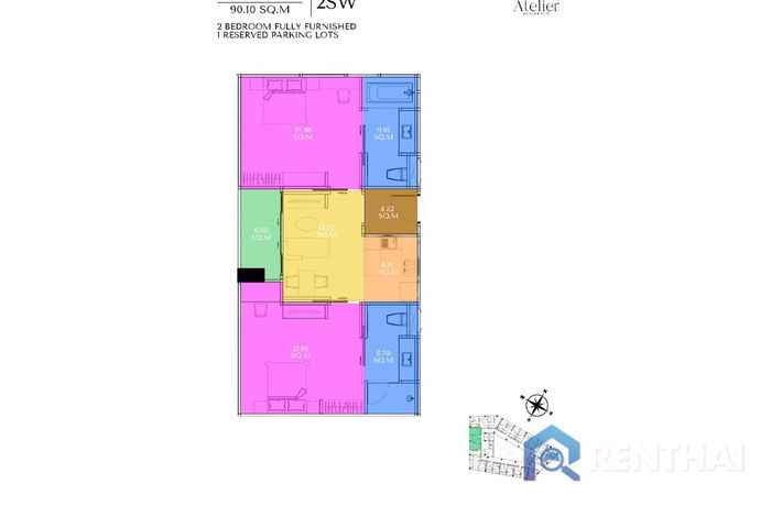 แปลนห้อง - 2 Beds 90 sqm
