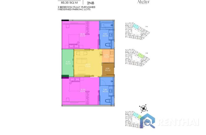 แปลนห้อง - 2 Beds 85 sqm