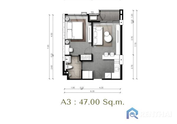 คอนโด 1 นอน 47 ตรม. - รูปภาพ 5