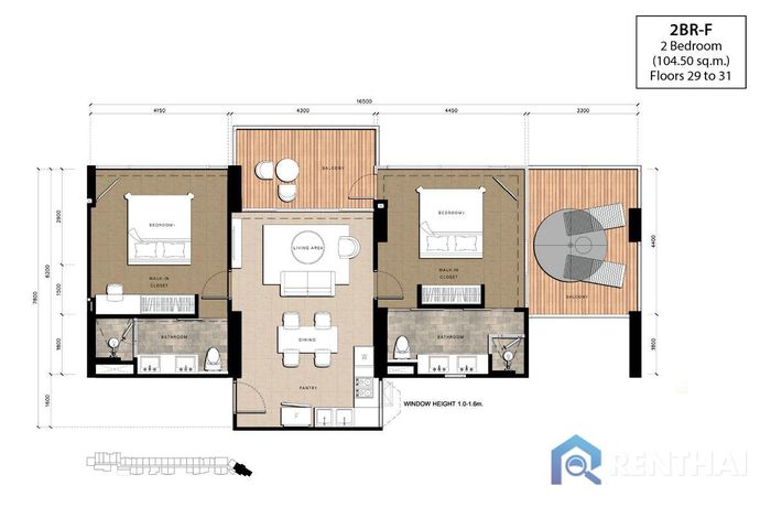 แปลนห้อง - 2 Bedroom F