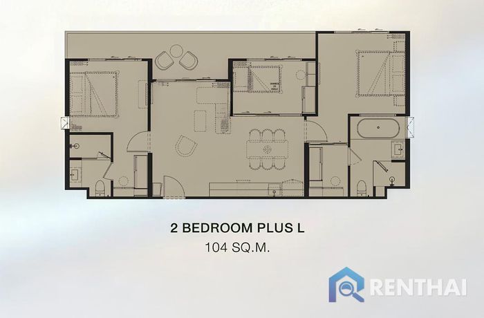 แปลนห้อง - 2 Bedrooms Plus L