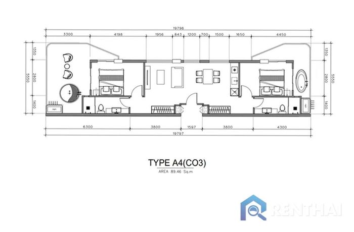 แปลนห้อง - Type A4(CO3)