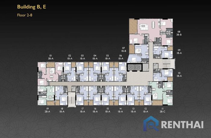 แบบแปลนชั้น - Building B,E-2-8
