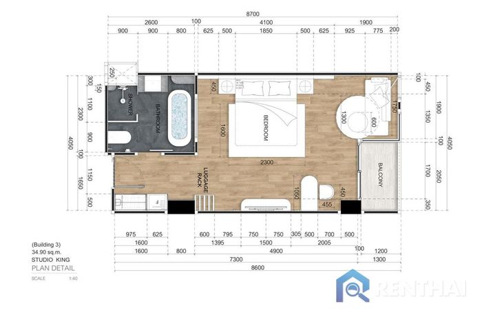 Unit Plans - Studio 34.9 sqm