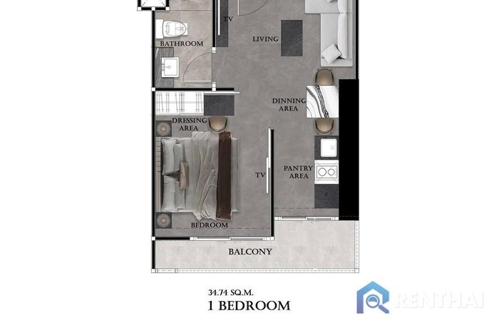 แปลนห้อง - 1 Bedroom