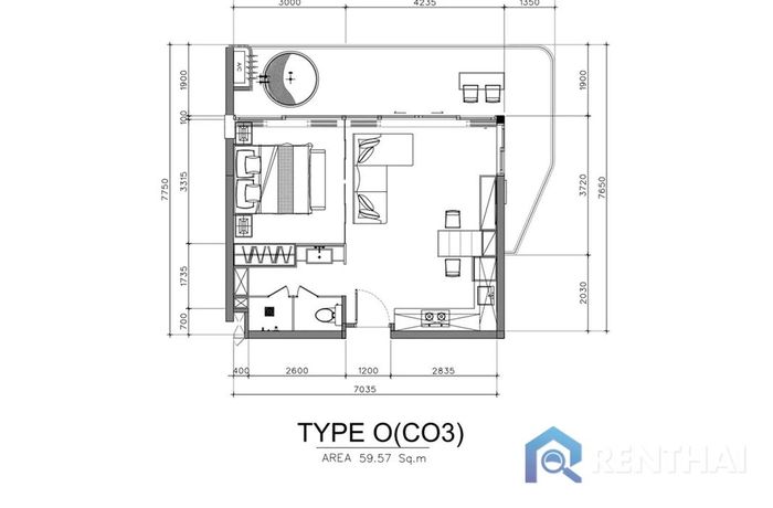 แปลนห้อง - Type O(CO3)