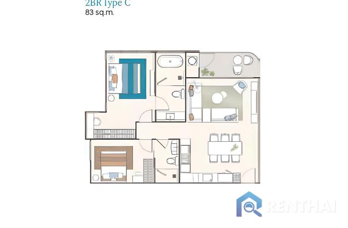 แปลนห้อง - Type 2 Bdroom