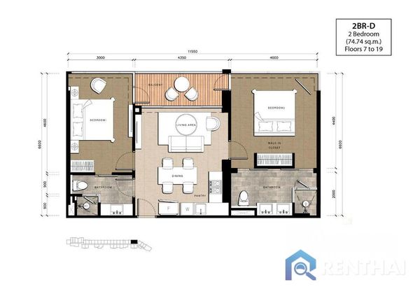 Condo 2 beds. 75 sq.m. - photo 5