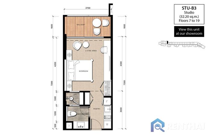 แปลนห้อง - Studio B3