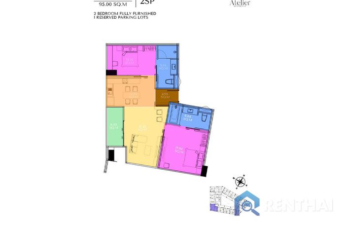 แปลนห้อง - 2 Beds 95 sqm