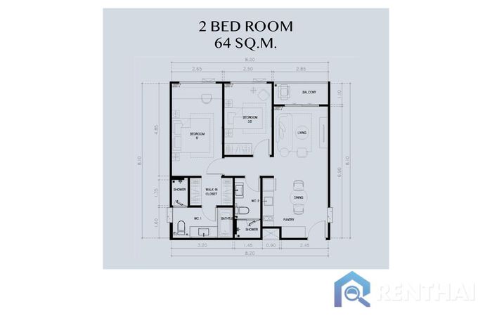 แปลนห้อง - Type-2Bedroom-1